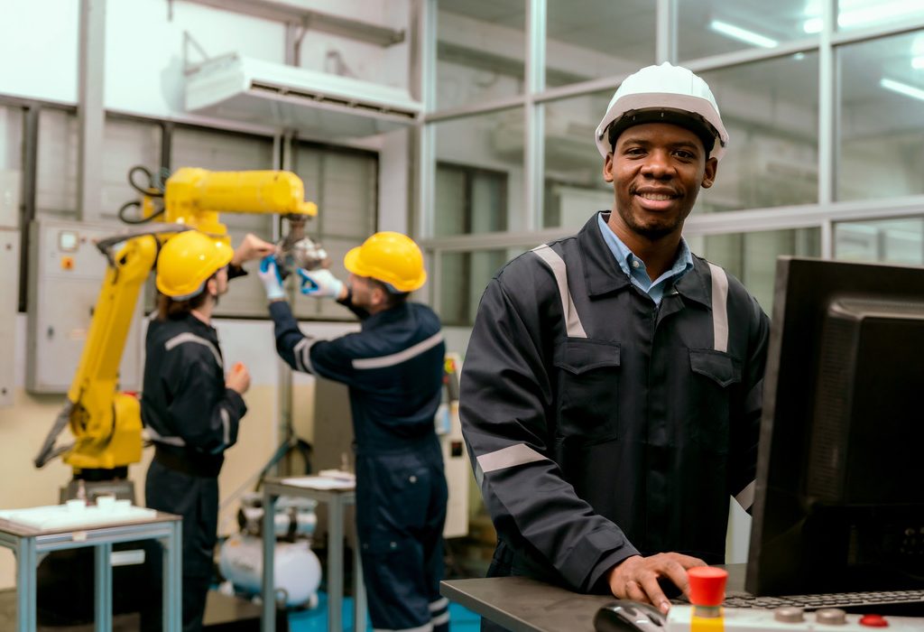 Workers in safety gear