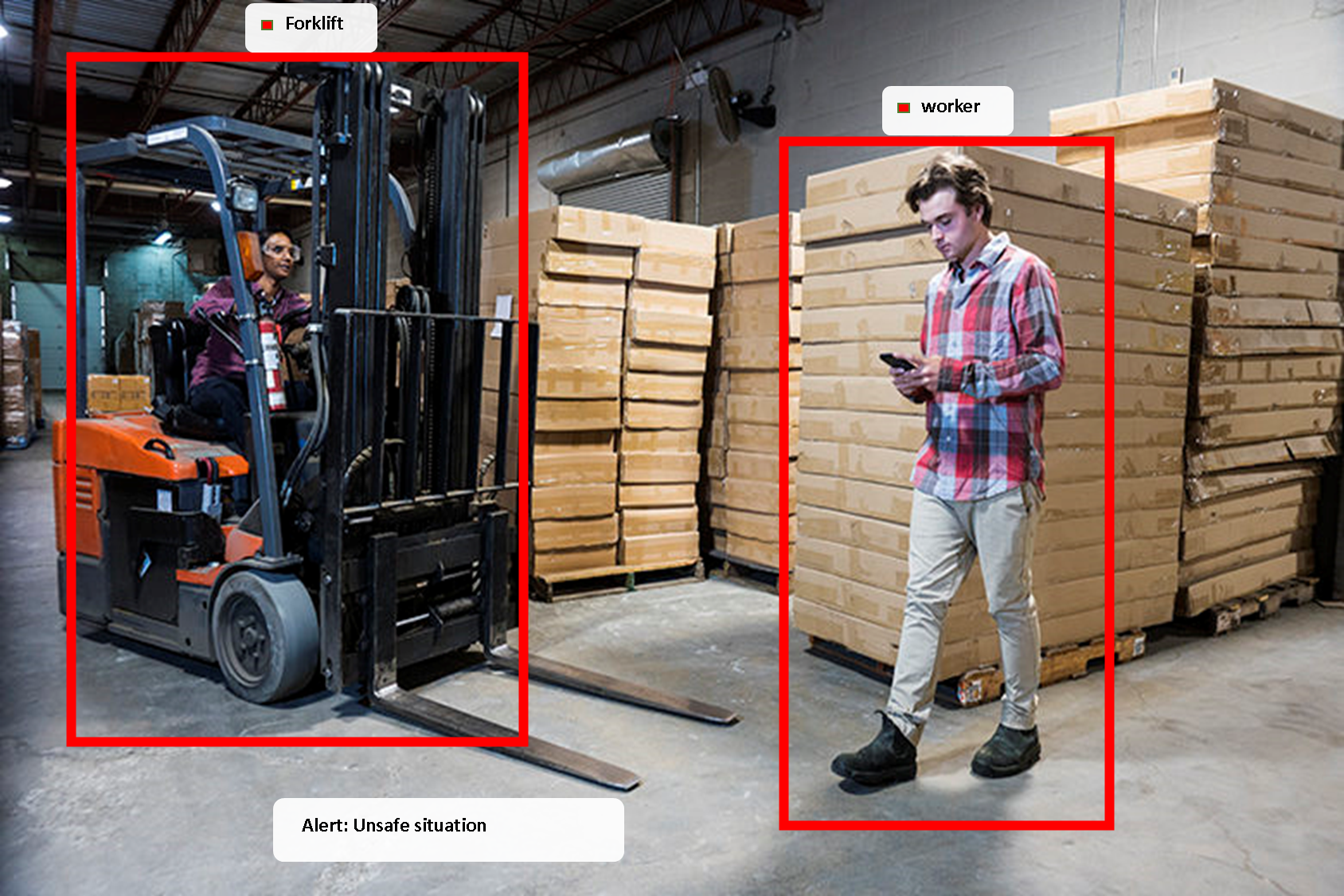 Forklift and pedestrian conflict